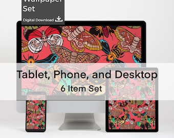 Device Wallpaper Set | Phone / Tablet / Desktop | Winged Collection | Kaleidoscope Palette | Digital Download