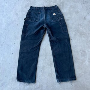 Pantalones de carpintero Carhartt de trabajo con doble rodilla en negro descolorido, talla 34 x 32 imagen 6