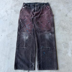 Carhartt faded black double knee work wear carpenter pants image 1
