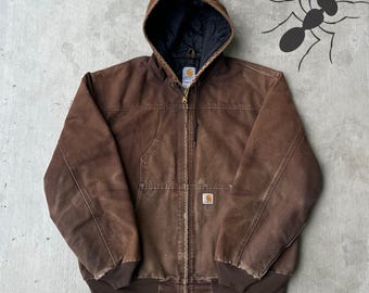 Carhartt faded brown J244 DKB hooded work wear jacket
