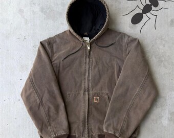 Chaqueta de trabajo con capucha Carhartt J130 CHT marrón, talla grande.