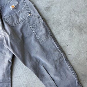 Carhartt faded gray double knee work wear carpenter pants 33x34 image 11