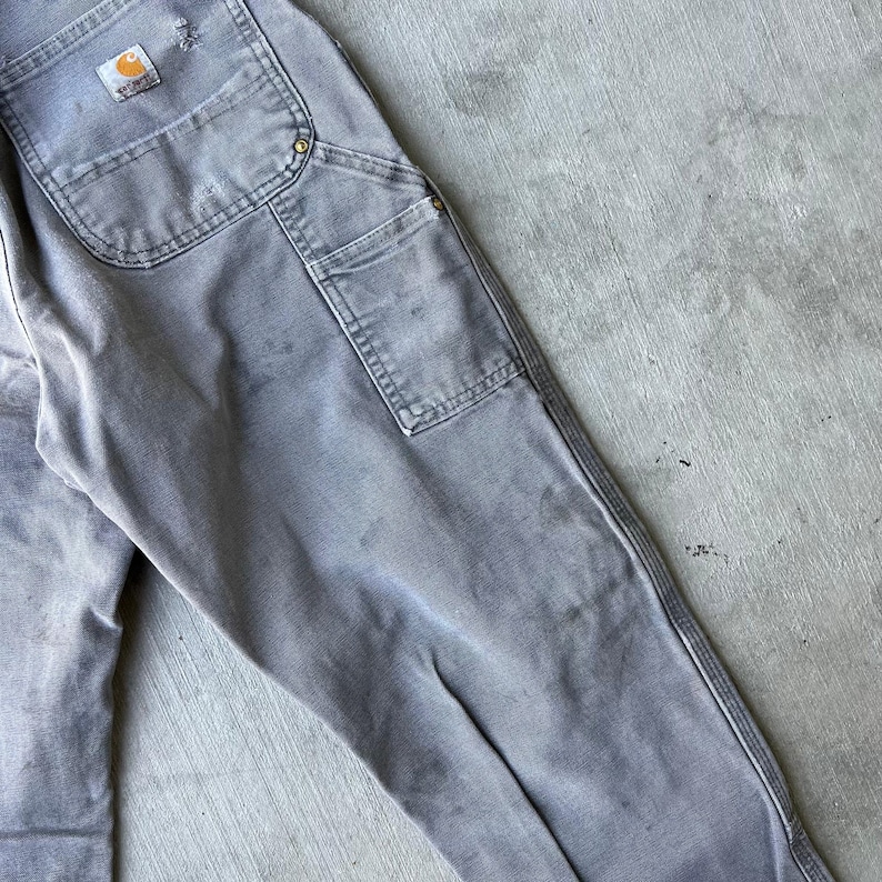 Carhartt faded gray double knee work wear carpenter pants 33x34 image 11