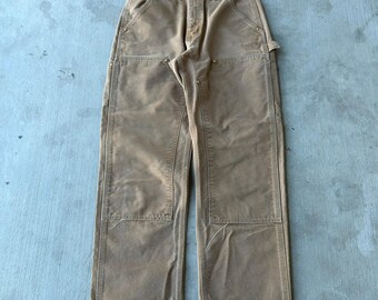 Carhartt faded brown double knee work wear carpenter pants 31x30
