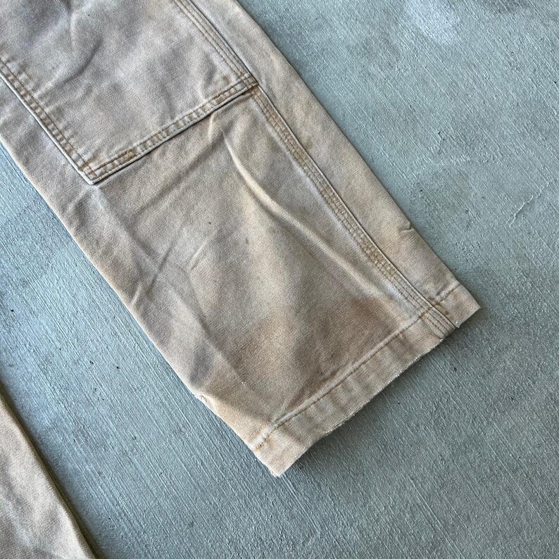 Pantalones de carpintero Carhartt de trabajo con doble rodilla descolorida en marrón, talla 32 x 32 imagen 4