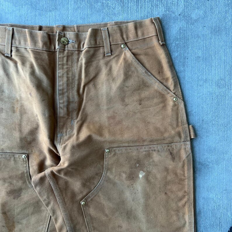 Pantalones de carpintero Carhartt marrones con doble rodilla, talla 40x34 imagen 3