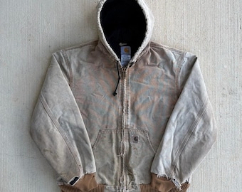 Giacca da lavoro con cappuccio Carhartt J130 marrone slavato, taglia M