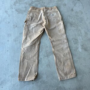 Pantalones de carpintero Carhartt de trabajo con doble rodilla descolorida en marrón, talla 32 x 32 imagen 5