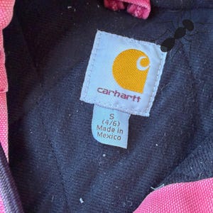 Chaqueta de trabajo con capucha rosa vintage Carhartt WJ130 para mujer Y2K imagen 10