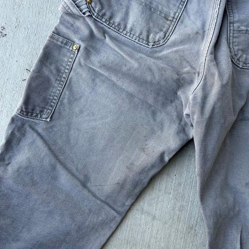 Carhartt faded gray double knee work wear carpenter pants 33x34 image 6