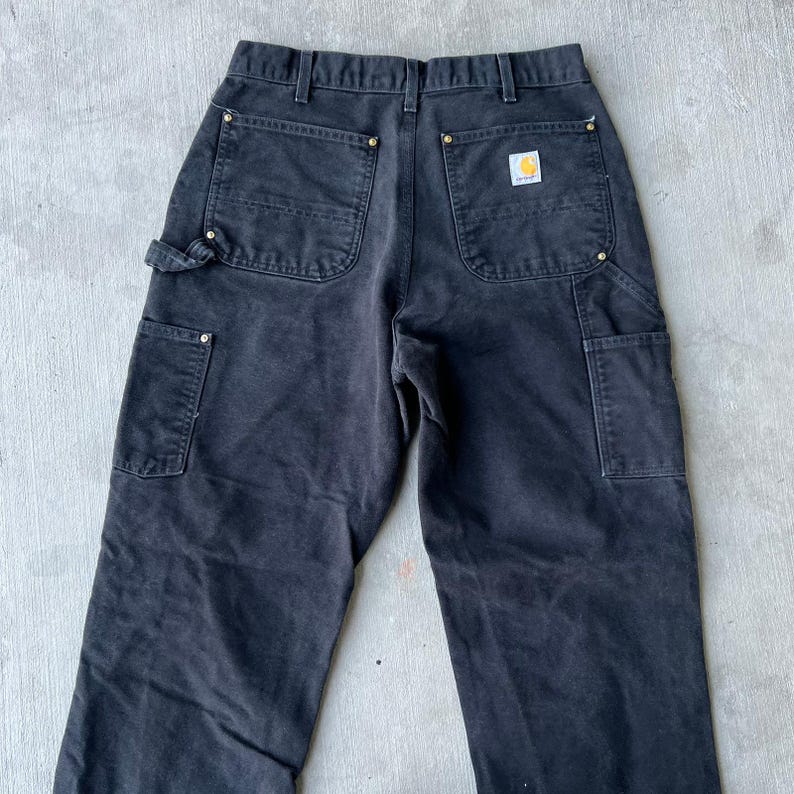 Pantalones de carpintero de trabajo Carhartt negros con doble rodilla imagen 6