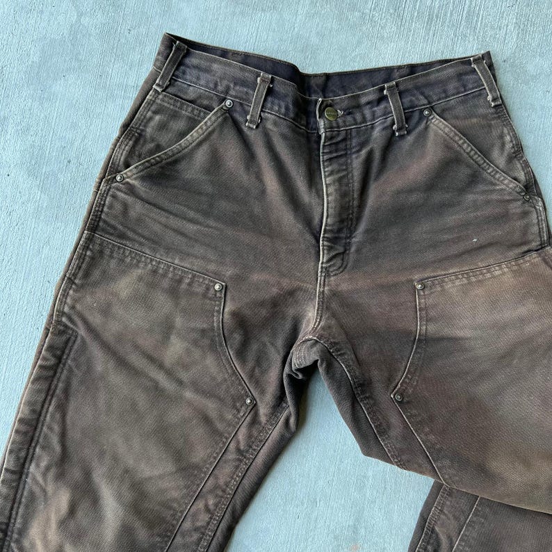 Carhartt faded brown insulated double knee work wear carpenter pants image 3