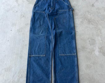 Carhartt denim blue jean double knee work wear carpenter pants 30x34