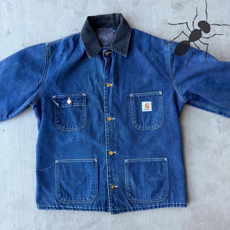 Carhartt denim large chore work wear jacket image 3