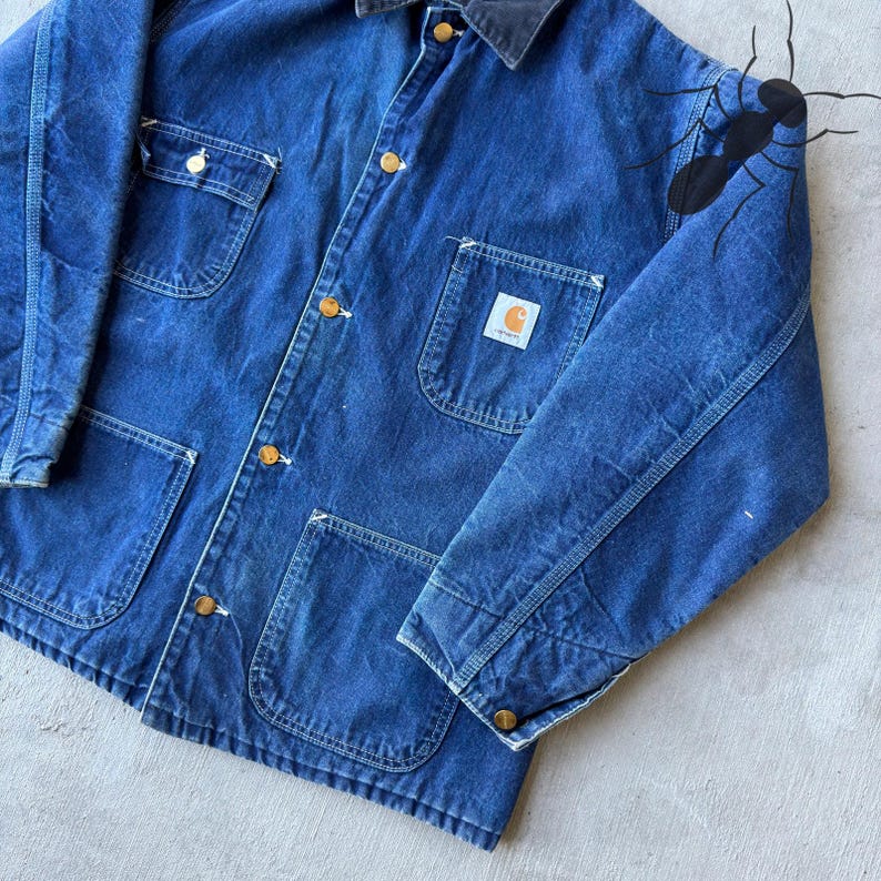 Carhartt denim large chore work wear jacket image 4