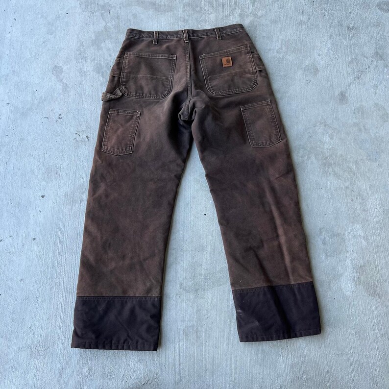 Carhartt faded brown insulated double knee work wear carpenter pants image 5