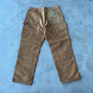 Pantalones de carpintero Carhartt marrones con doble rodilla, talla 40x34 imagen 5