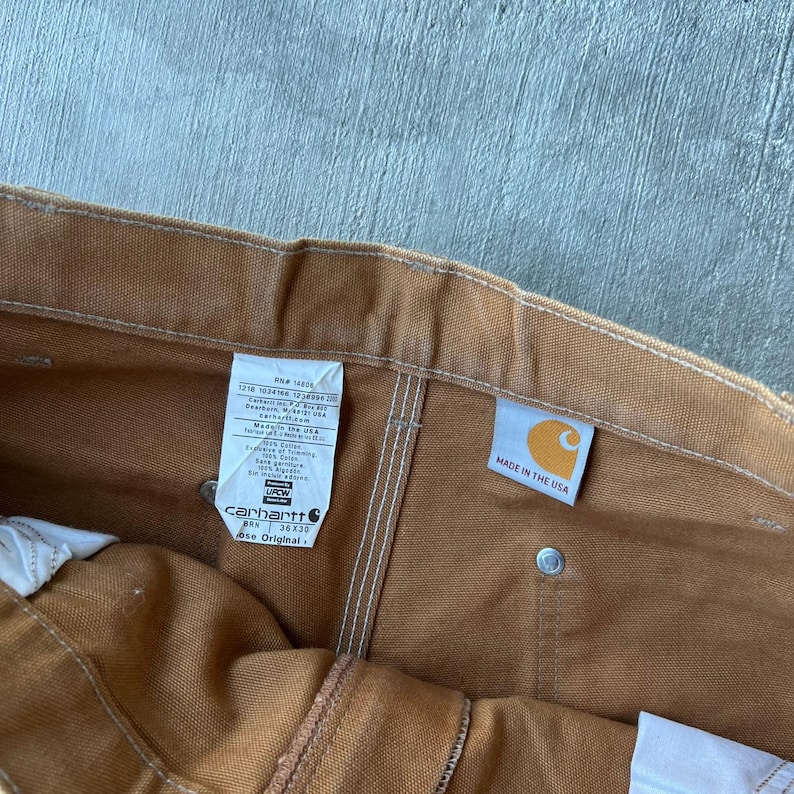 Pantalones de carpintero Carhartt marrones con doble rodilla, talla 40x34 imagen 7