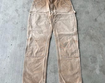 Carhartt faded brown double knee work wear carpenter pants 34x34