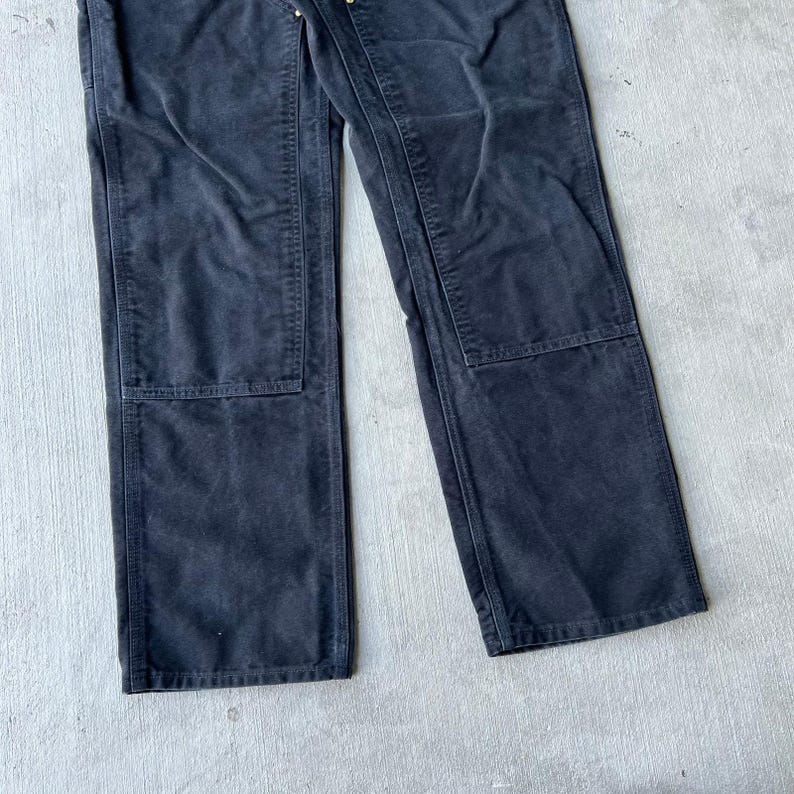 Pantalones de carpintero de trabajo Carhartt negros con doble rodilla imagen 3