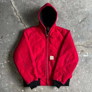 Carhartt red hooded work wear jacket Medium
