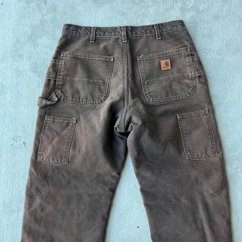 Carhartt faded brown insulated double knee work wear carpenter pants image 6