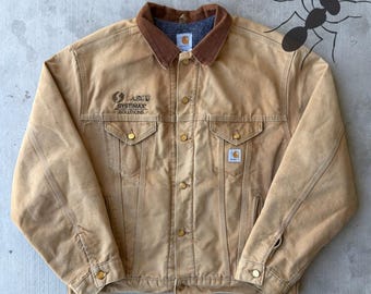 Distressed Vintage 1990s Carhartt Blanket Lined Trucker Jacket