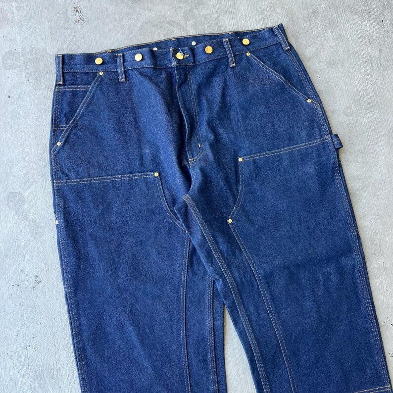 Carhartt blue denim jeans double knee work wear carpenter pants image 2