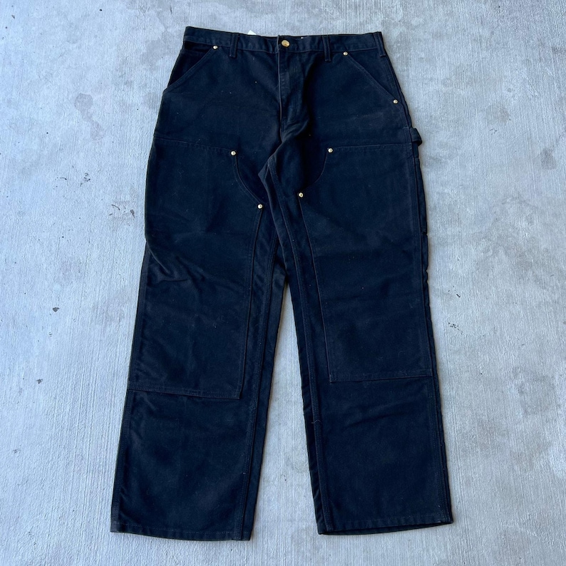 Carhartt black double knee work wear carpenter pants 34x30 image 1