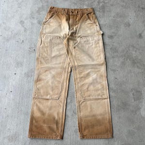 Pantalones de carpintero de trabajo Carhartt de color marrón descolorido con doble rodilla imagen 1