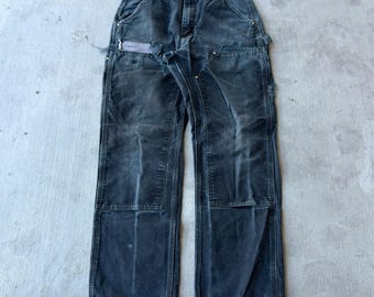 Carhartt faded black double knee work wear carpenter pants 31x32