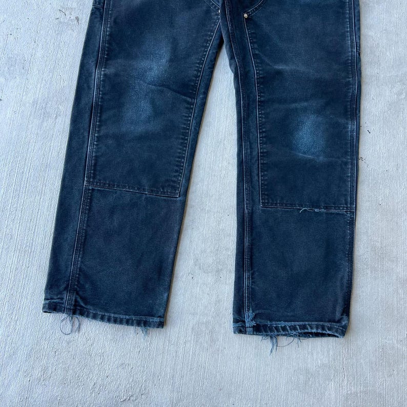 Pantalones de carpintero Carhartt de trabajo con doble rodilla en negro descolorido, talla 34 x 32 imagen 2