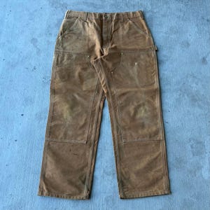 Pantalones de carpintero Carhartt marrones con doble rodilla, talla 40x34 imagen 1