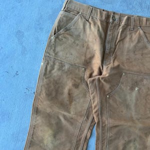 Pantalones de carpintero Carhartt marrones con doble rodilla, talla 40x34 imagen 8