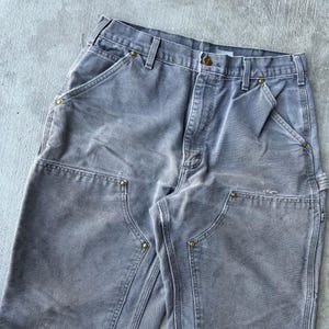 Carhartt faded gray double knee work wear carpenter pants 33x34 image 12