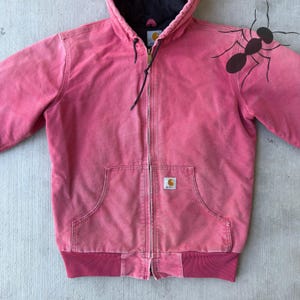 Chaqueta de trabajo con capucha rosa vintage Carhartt WJ130 para mujer Y2K imagen 3