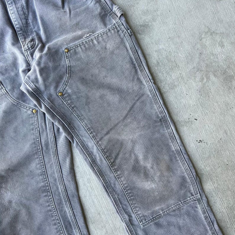 Carhartt faded gray double knee work wear carpenter pants 33x34 image 8