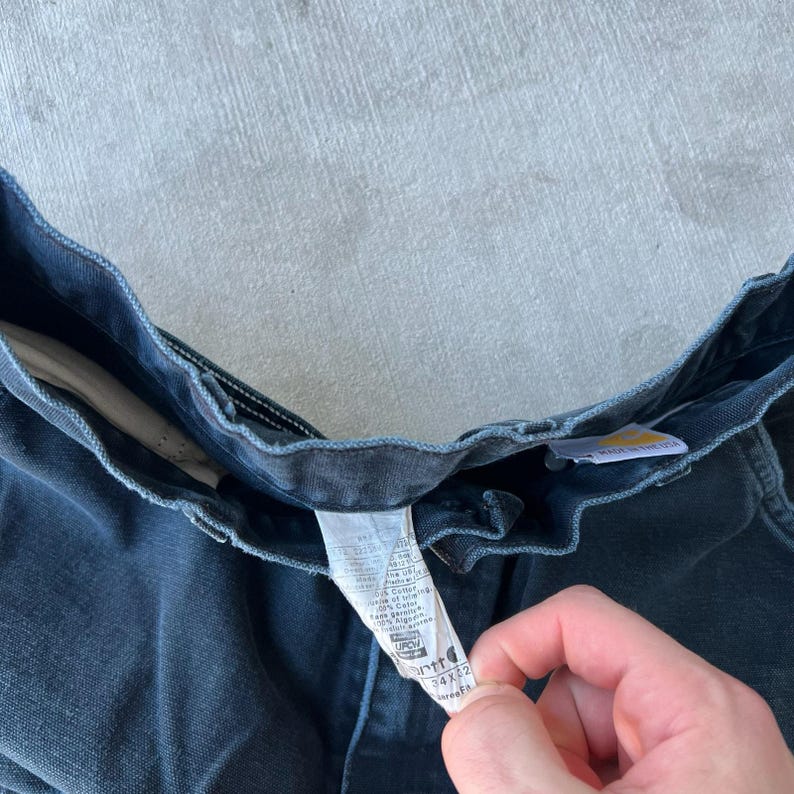 Pantalones de carpintero Carhartt de trabajo con doble rodilla en negro descolorido, talla 34 x 32 imagen 5