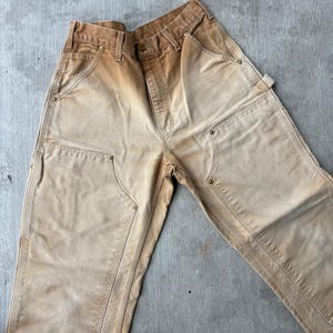 Pantalones de carpintero de trabajo Carhartt de color marrón descolorido con doble rodilla imagen 3