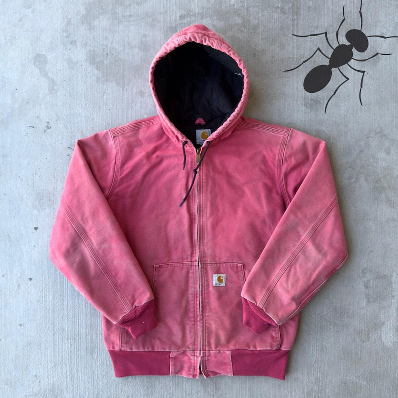 Chaqueta de trabajo con capucha rosa vintage Carhartt WJ130 para mujer Y2K imagen 1