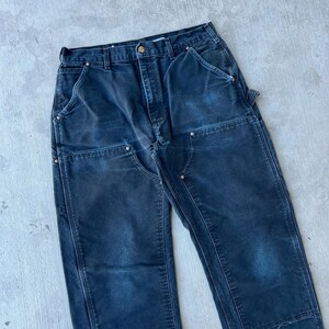 Pantalones de carpintero Carhartt de trabajo con doble rodilla en negro descolorido, talla 34 x 32 imagen 3