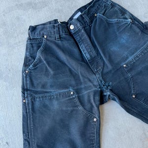 Pantalones de carpintero Carhartt de trabajo con doble rodilla en negro descolorido, talla 34 x 32 imagen 4