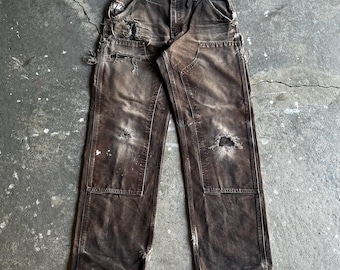 Carhartt faded brown double knee work wear carpenter pants