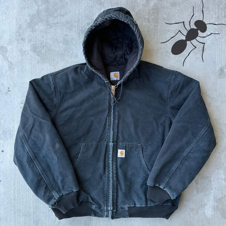 Chaqueta de trabajo con capucha negra Carhartt J140, talla grande imagen 1