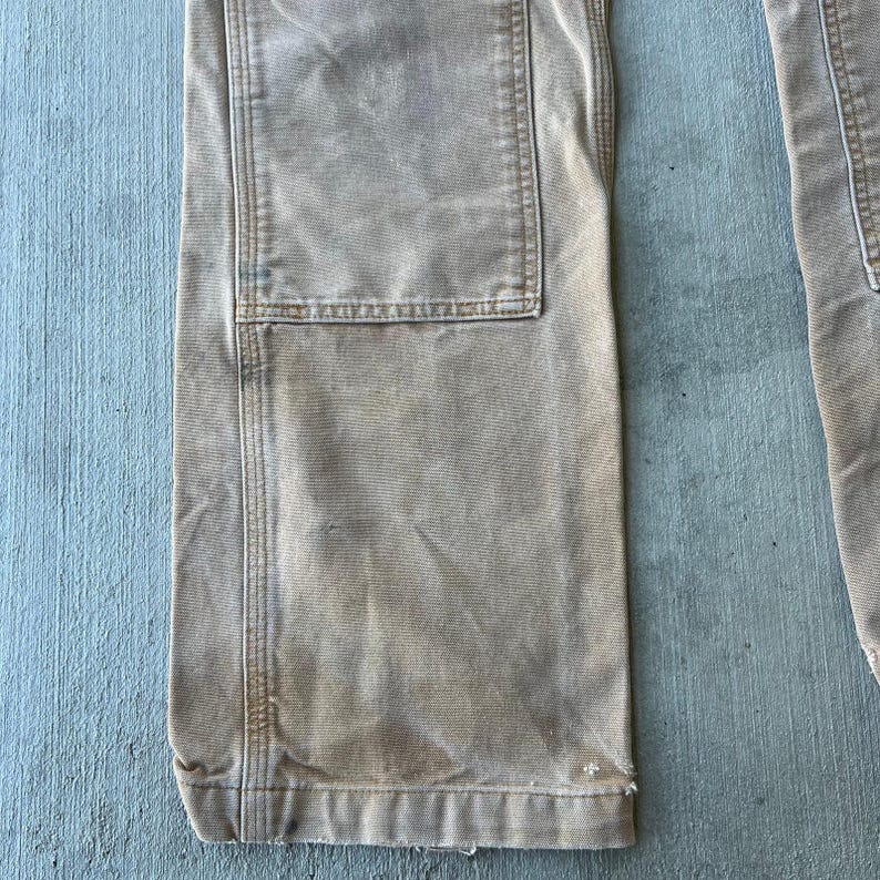 Pantalones de carpintero Carhartt de trabajo con doble rodilla descolorida en marrón, talla 32 x 32 imagen 8