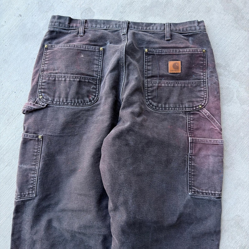 Carhartt faded black double knee work wear carpenter pants image 7