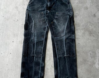 Carhartt faded black double knee work wear carpenter pants 38x34