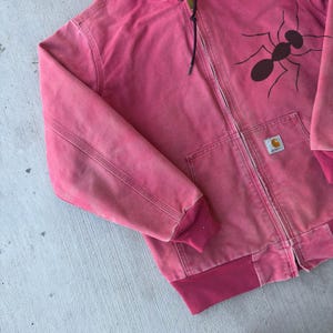 Chaqueta de trabajo con capucha rosa vintage Carhartt WJ130 para mujer Y2K imagen 4