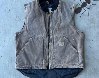 Chaleco de trabajo Carhartt V02 CHT marrón desteñido, talla grande.