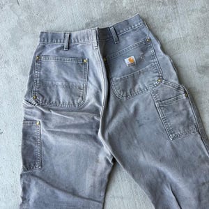 Carhartt faded gray double knee work wear carpenter pants 33x34 image 10